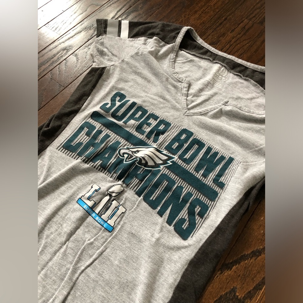 Fanatics NFL Women’s S Philadelphia Eagles Super Bowl LIII Heathered Gray Tee - Picture 5 of 10